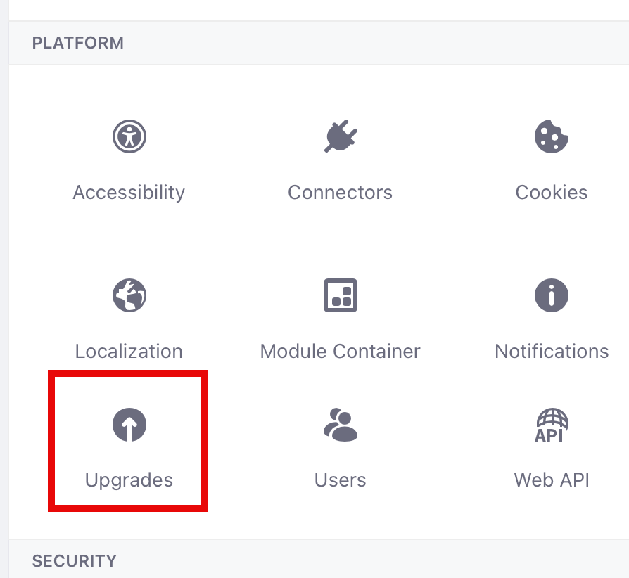 Under Platform, click Upgrades.