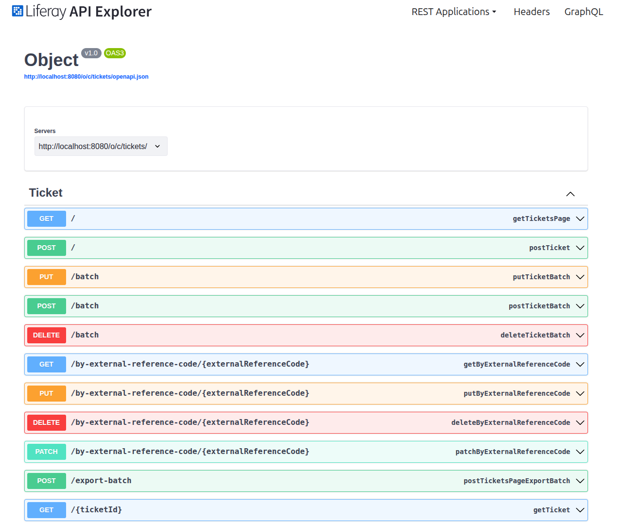 Clarity's Ticket object exposes a set of REST endpoints for managing tickets via the /o/c/tickets endpoint.