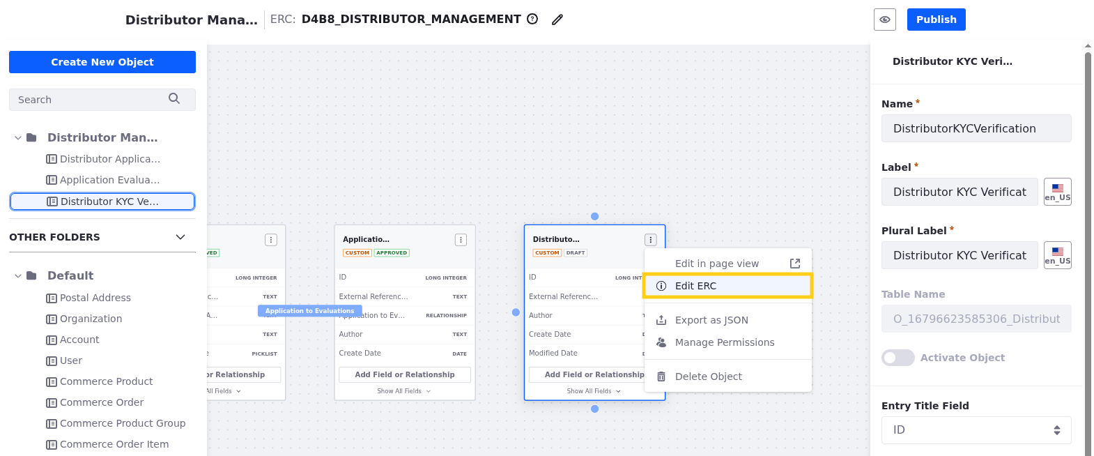 Click Actions and select Edit ERC.