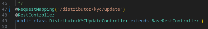 On line 47, replace the PLACEHOLDER text with /distributor/kyc/update.