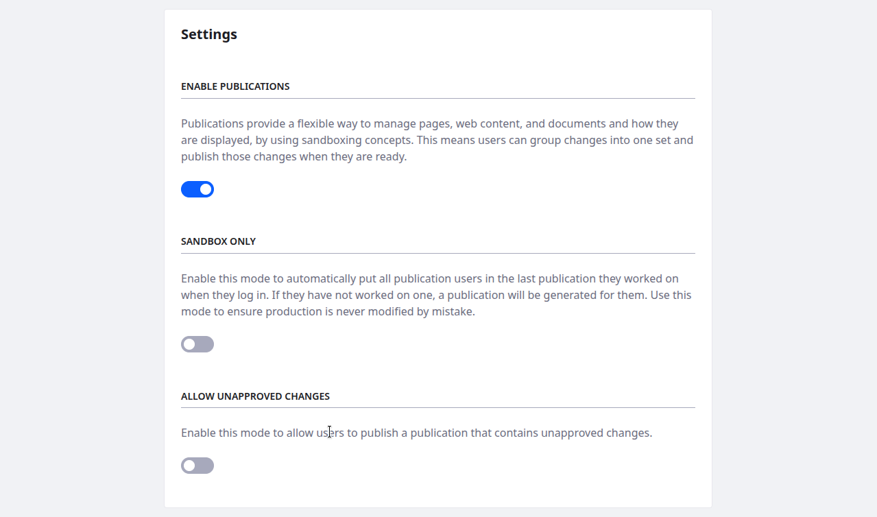 Toggle Enable Publications.