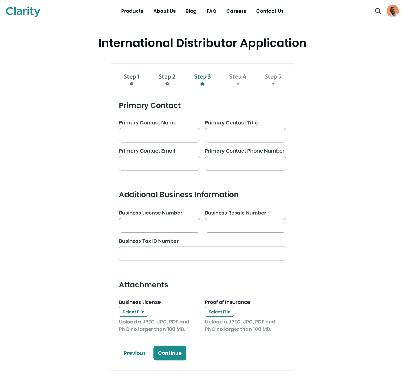Build Clarity's multi-step form using display page templates and fragments.