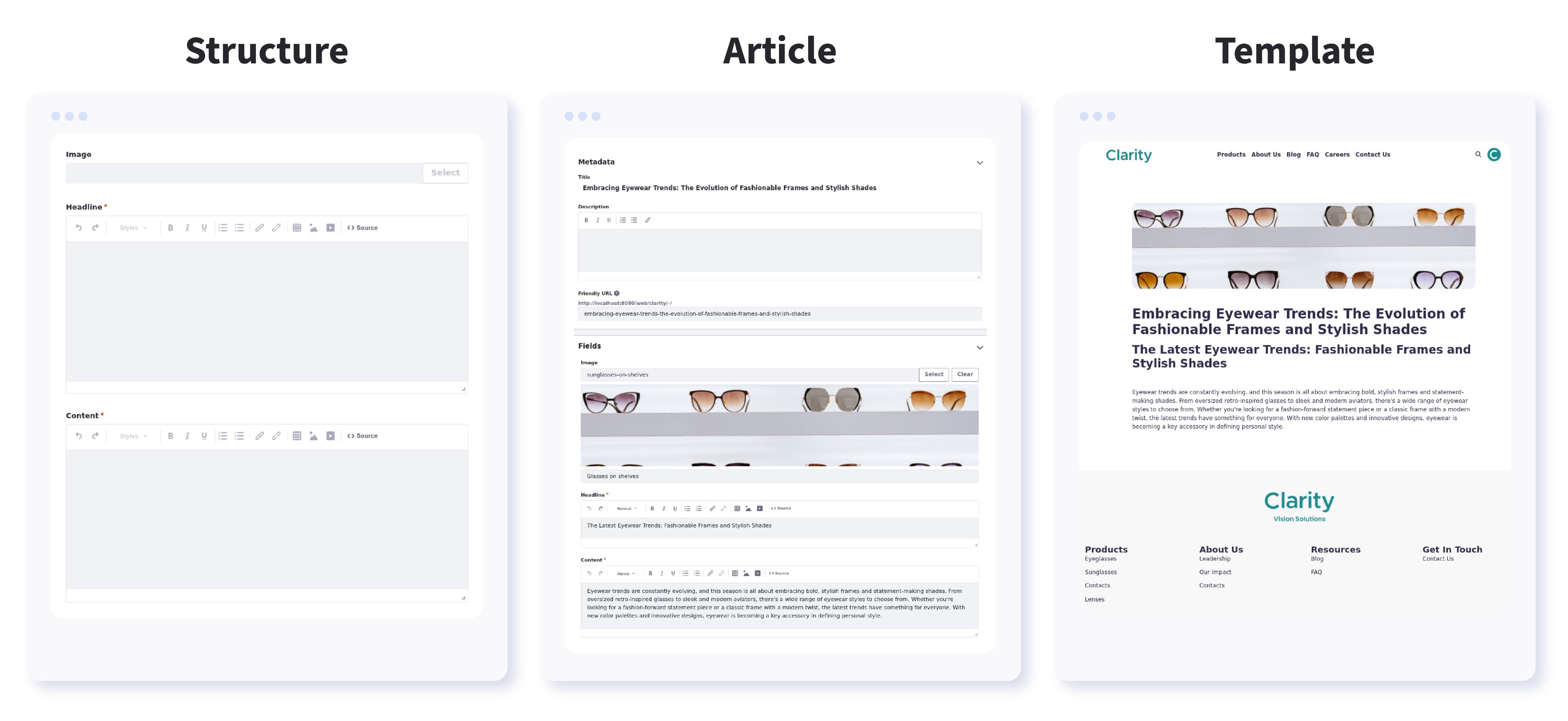 Web Content is Liferay's core tool for creating structured, reusable content intended primarily for web pages. 