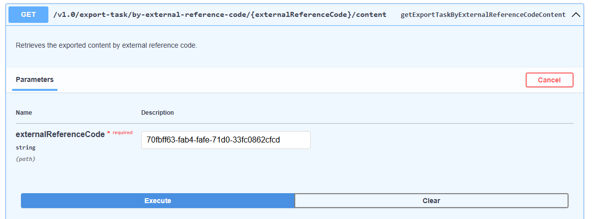 Enter the same previously copied externalReferenceCode and click Execute.