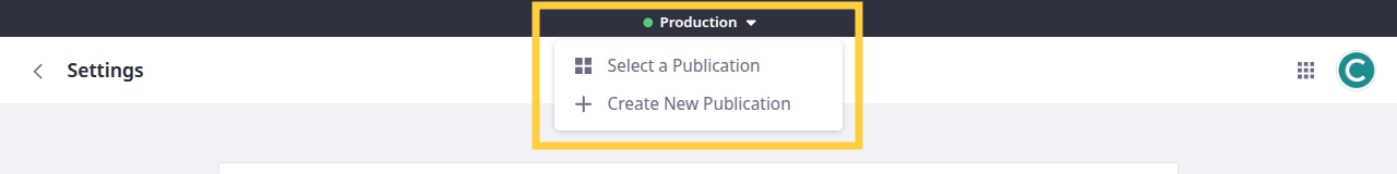 Verify the Publications Menu appears at the top of the page.