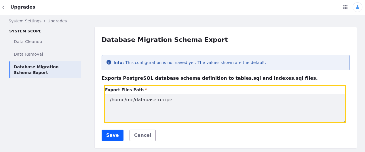Specify the desired path in the Export Files Path field where the generated output files will be saved.