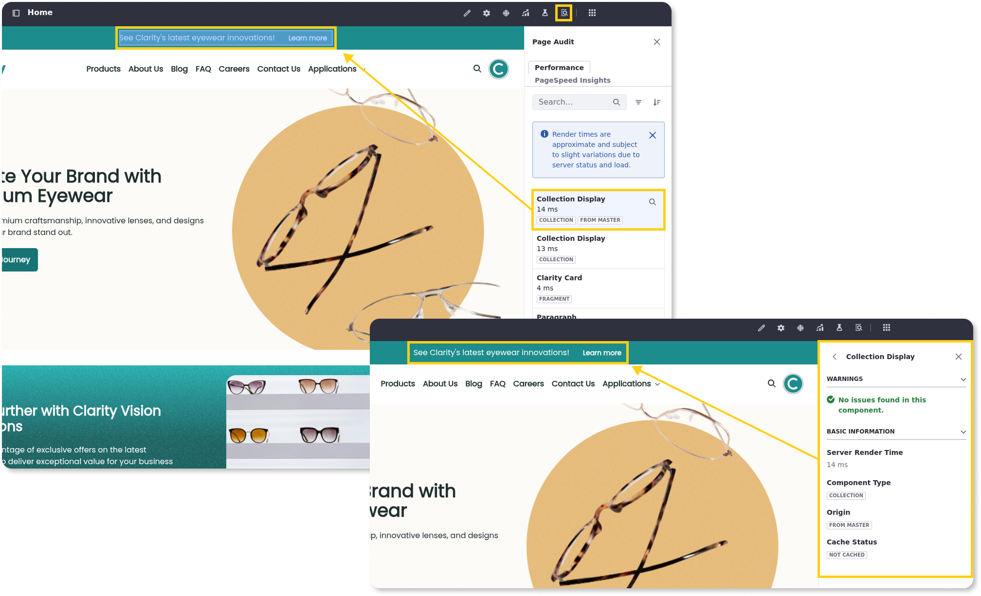 The page audit tools provides specific SEO recommendations for Liferay DXP.