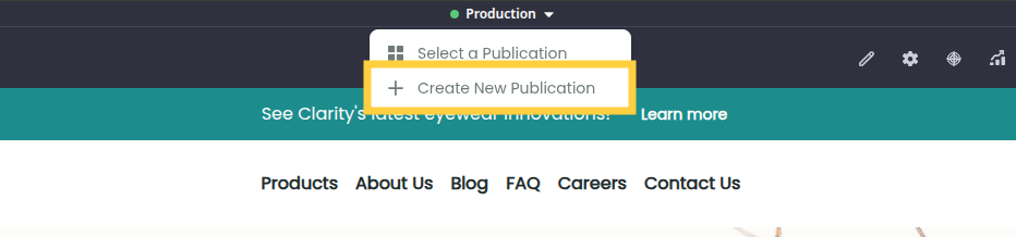Expand the Publications Menu and click Create New Publication.