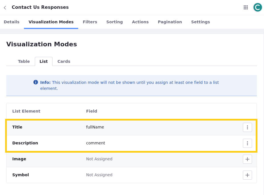 Select the comment field for the Description row.