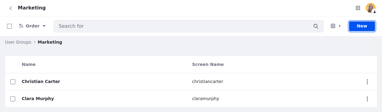 Clara can add other Clarity users to the marketing user group.