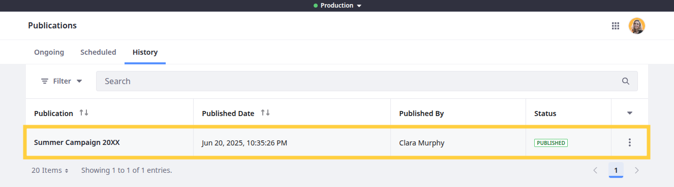 Verify there are no conflicts and click Publish to confirm.