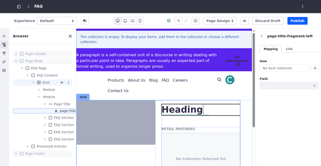 Double click the Page Title heading element.