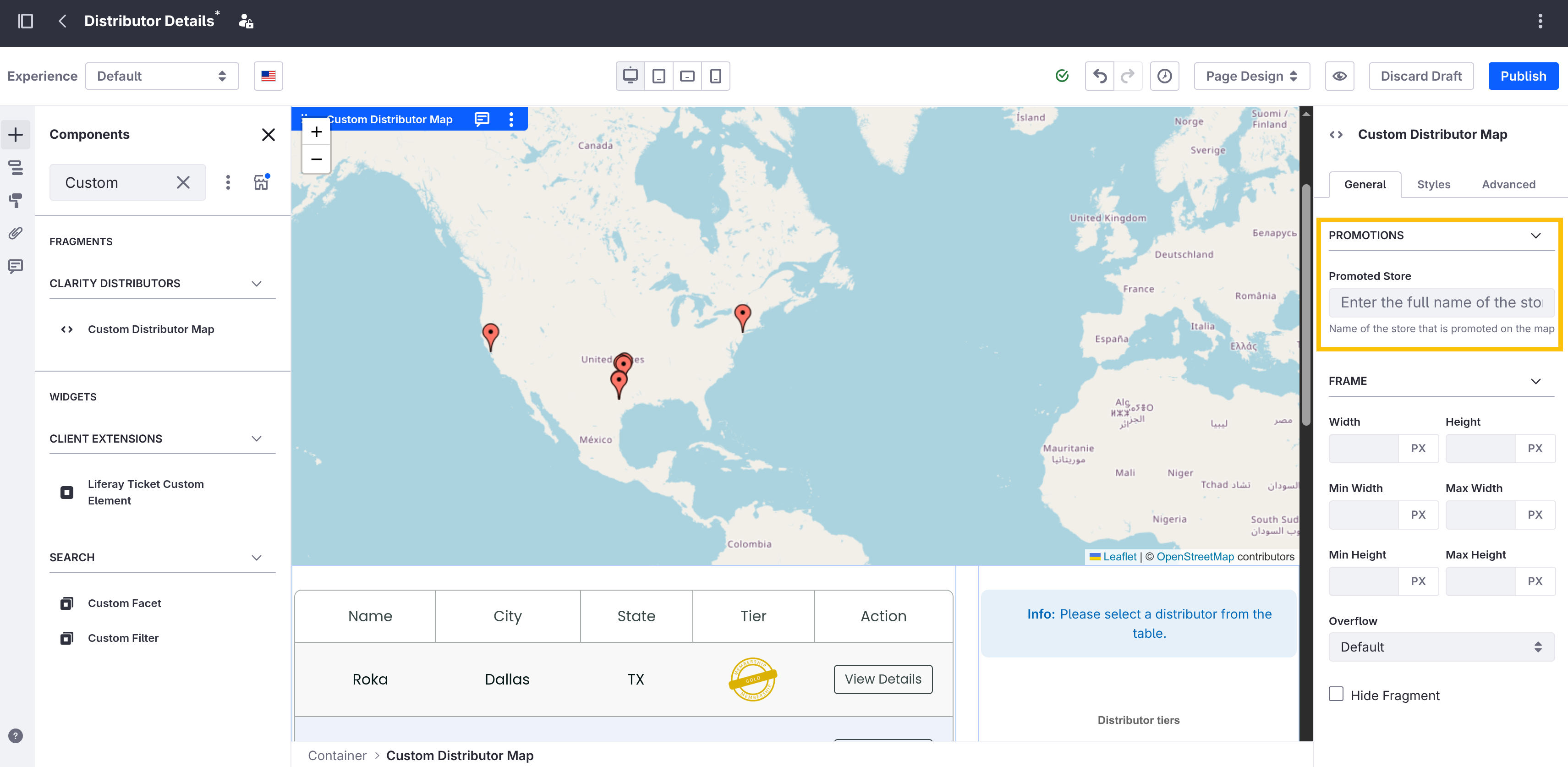 Select the fragment. Notice there is a new Promotions setting in the configuration side panel.