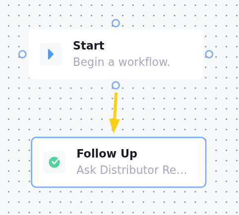 Hover your mouse over the Start node and drag an arrow to the Task node.