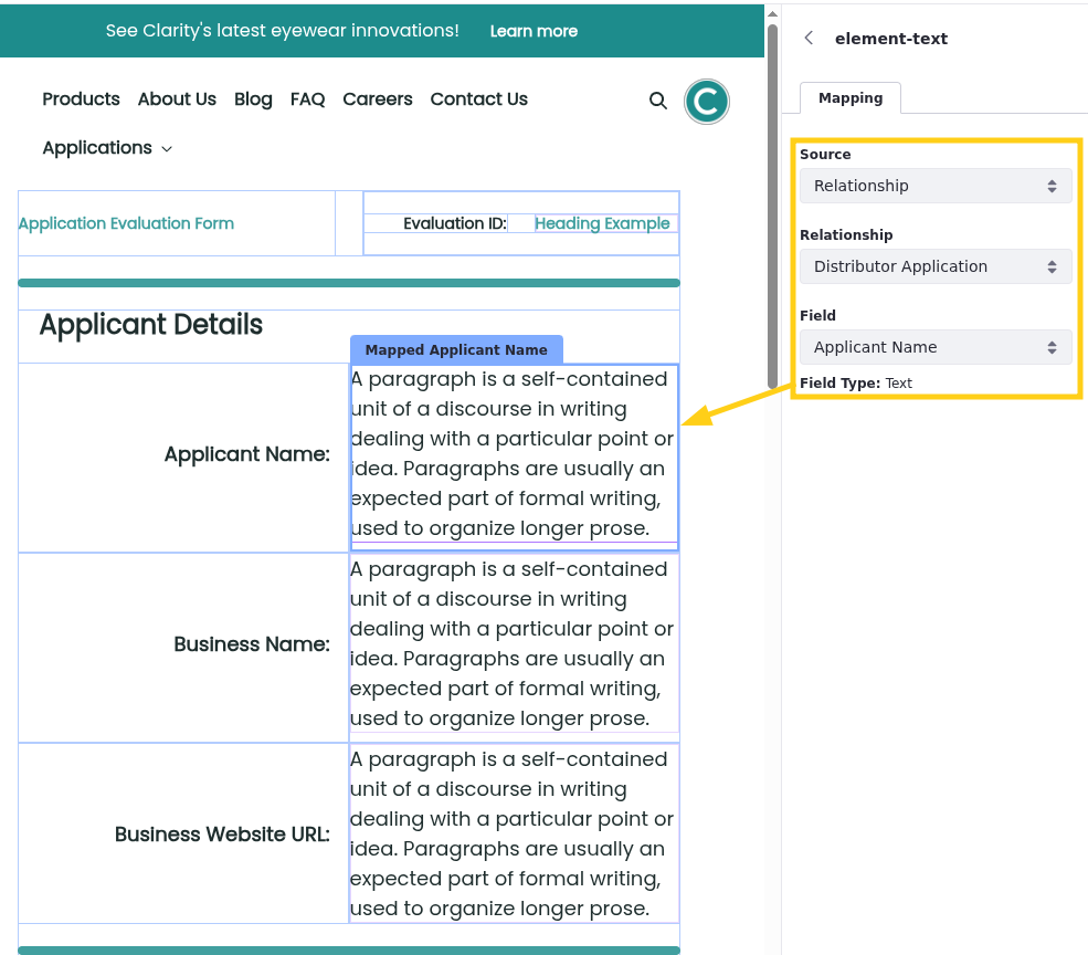 Select Applicant Name as the Field name