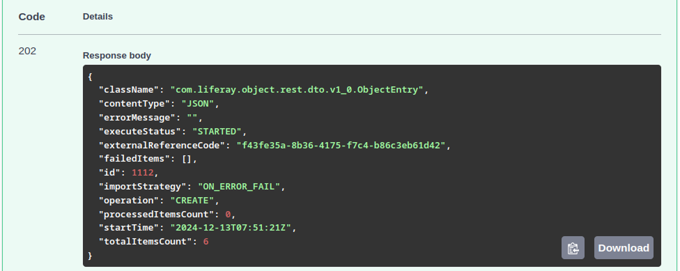 Verify it returns a 202 code.